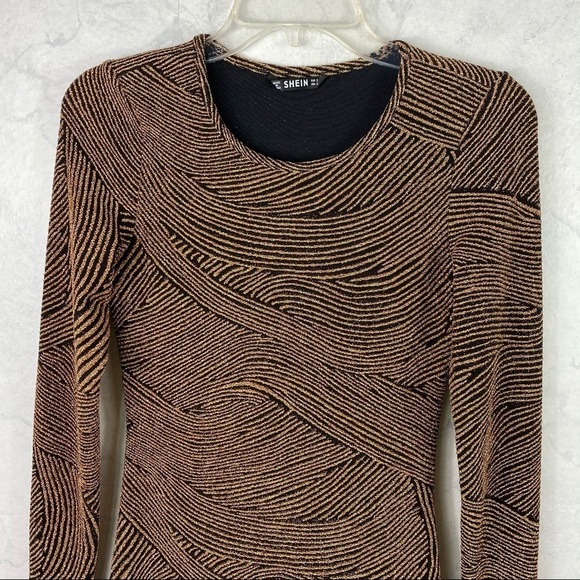 [Shein]  Classic Metallic Sparkle Gold Dress - Picture 5 of 6